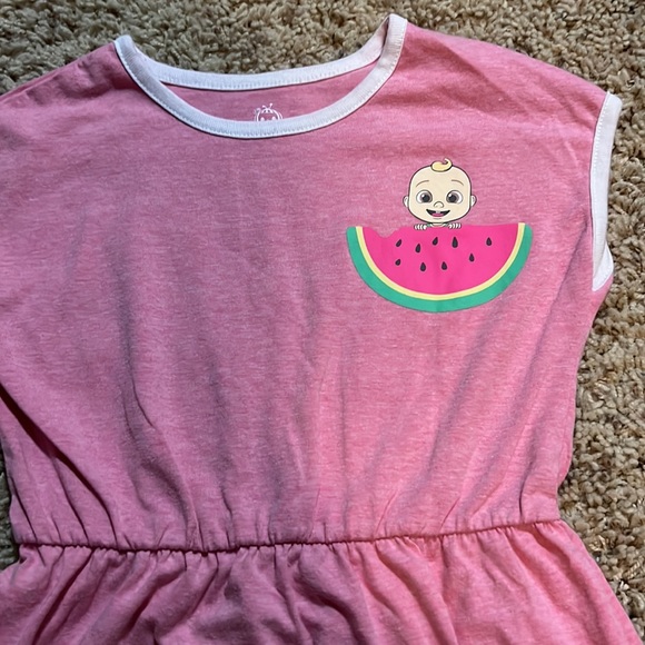 BNWOT super soft girl’s 4T Cocomelon summer dress set w/JJ & watermelon graphics - Picture 6 of 10